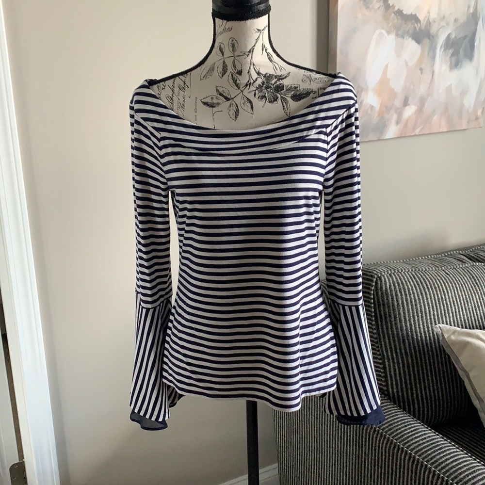 White house black market boat neck striped blouse